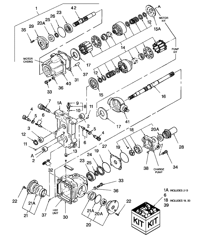 Схема запчастей Case IH DX25 - (07J01) - HST ASSEMBLY (03) - TRANSMISSION