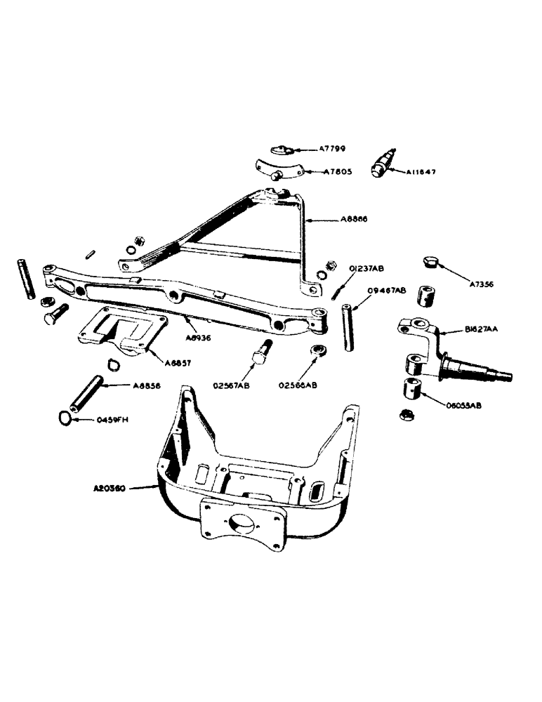 Схема запчастей Case IH 700 - (176) - FRONT AXLE AND RADIUS ROD, FOR ORCHARD TRACTORS (06) - POWER TRAIN