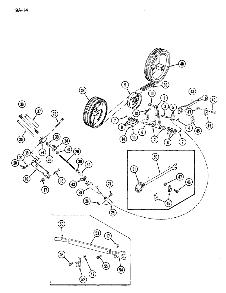 Схема запчастей Case IH 1640 - (9A-14) - SEPARATOR DRIVE PULLEY AND IDLER (13) - FEEDER