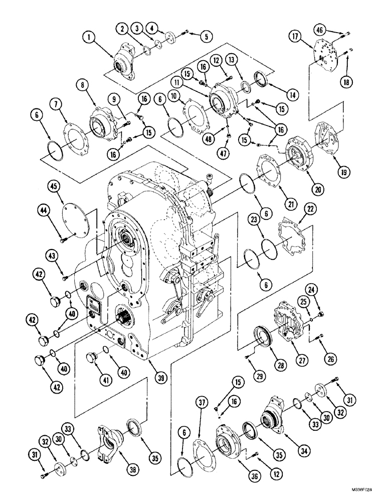 Схема запчастей Case IH 9350 - (6-068) - 24 SPEED SYNCHROSHIFT TRANSMISSION ASSEMBLY, PUMP MOUNTING, COVERS AND YOKES (06) - POWER TRAIN