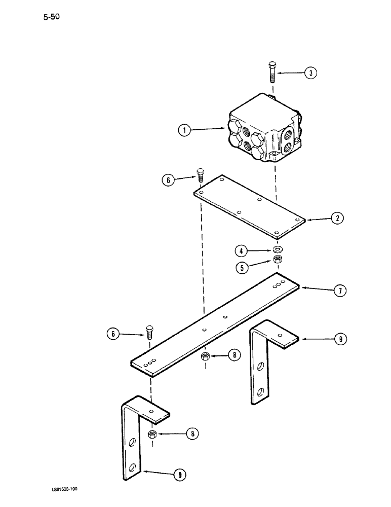 Схема запчастей Case IH 1640 - (5-50) - POSITRACTION VALVE MOUNTING, POWER GUIDE AXLE, PRIOR TO P.I.N. JJC0034001 (04) - STEERING