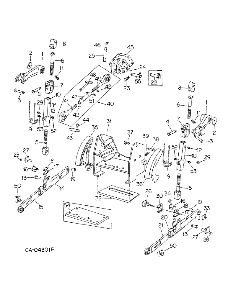 Схема запчастей Case IH 6388 - (09-03) - FRAME, THREE POINT HITCH, TRACTORS WITH DRAFT CONTROL DRAFT, SENSING AND CAM SWAY LIMITING SYSTEM (12) - FRAME