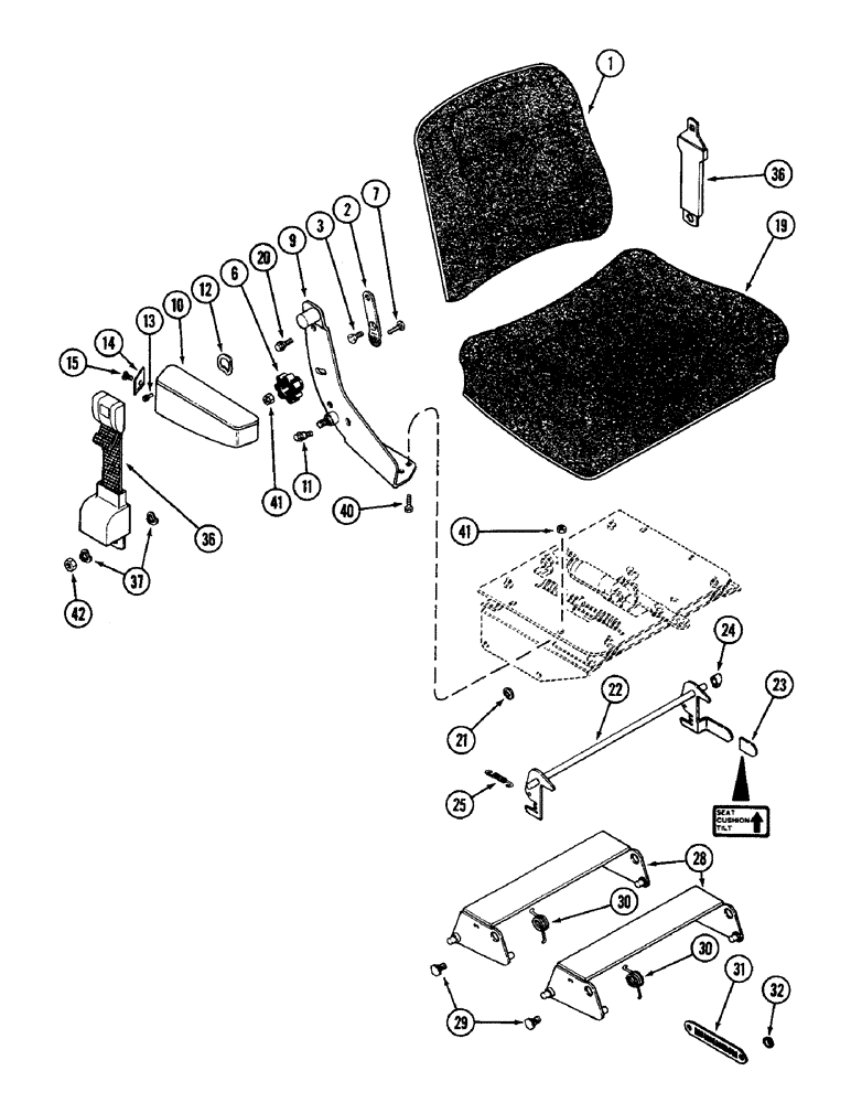 Схема запчастей Case IH 2096 - (9-360) - CLOTH SEAT, WITH ISOLATOR (09) - CHASSIS/ATTACHMENTS