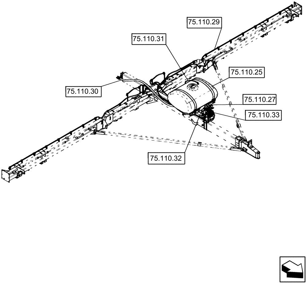 Схема запчастей Case IH 1250 - (75.000.00[03]) - LIQUID FERTILIZER - PICTORIAL INDEX - 24 ROW, 400 GALLON TANK (75) - SOIL PREPARATION