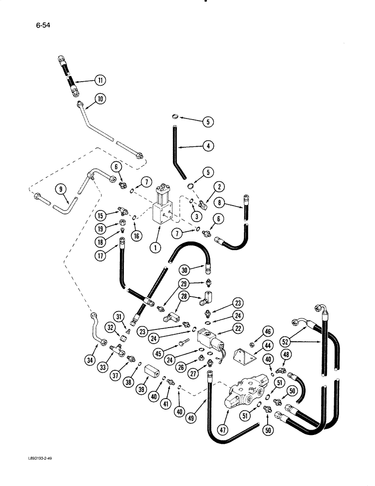 Схема запчастей Case IH 1670 - (6-54) - REAR WHEEL DRIVE, DRIVE VALVE TO BRAKE VALVE SYSTEM (03) - POWER TRAIN