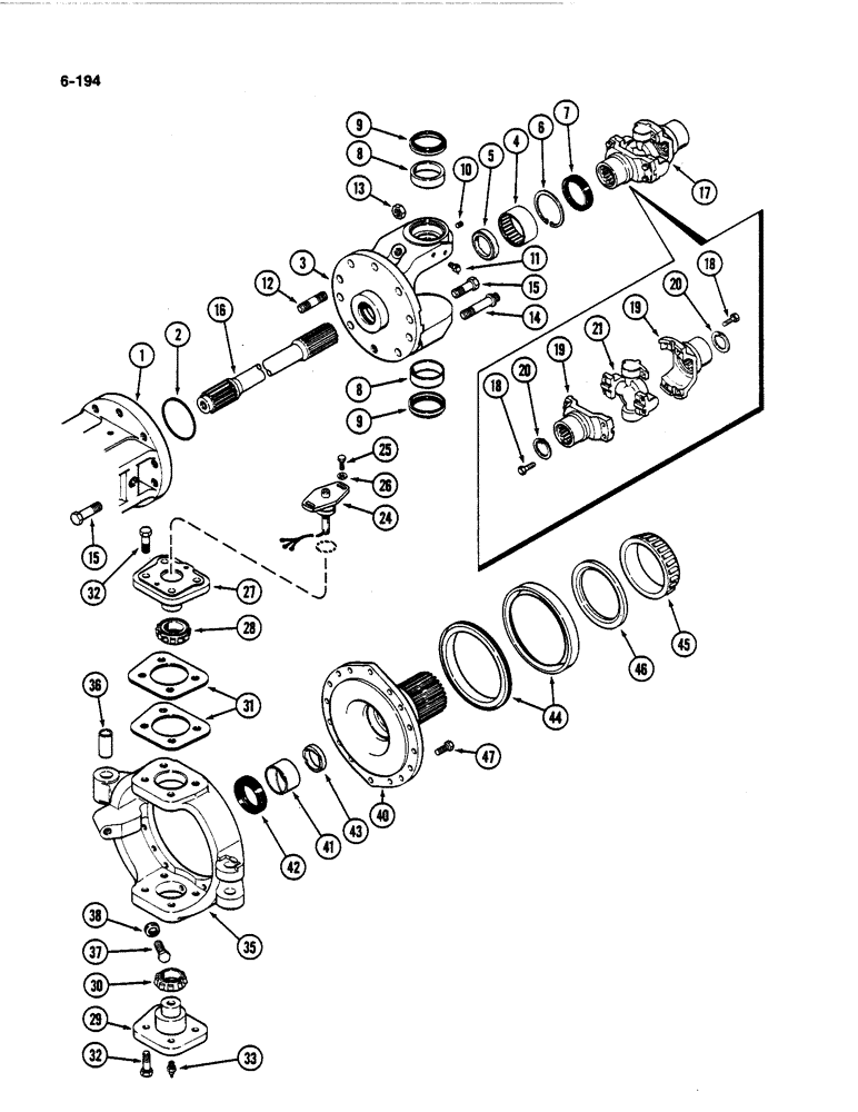 Схема запчастей Case IH 4494 - (6-194) - FRONT AXLE ASSEMBLY LEFT TRUNNION AND SPINDLE (06) - POWER TRAIN