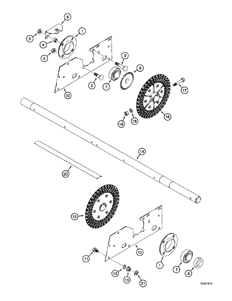 Схема запчастей Case IH 2166 - (9C-10) - CLEANING FAN, SHAFT AND SUPPORTS (15) - BEATER & CLEANING FANS