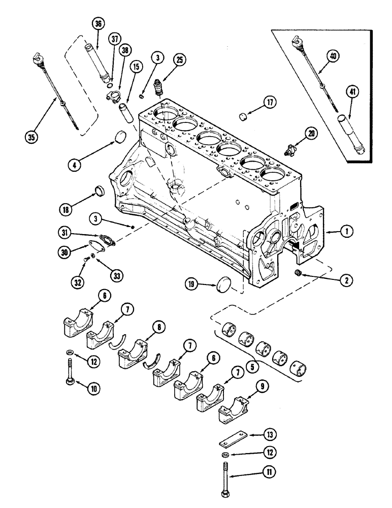 Схема запчастей Case IH 2090 - (2-32) - CYLINDER BLOCK, 504BD DIESEL ENGINE (02) - ENGINE