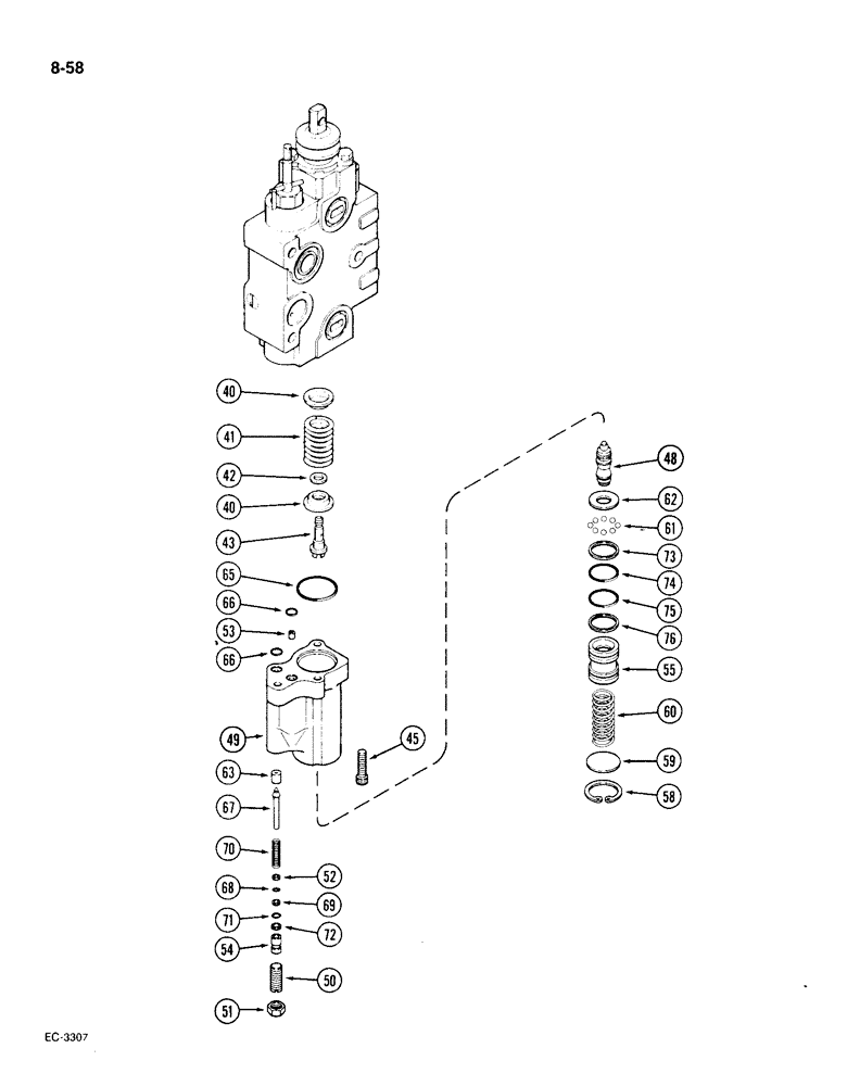 Схема запчастей Case IH 1896 - (8-58) - REMOTE VALVE SECTION, THIRD OR FOURTH CIRCUIT, WITHOUT LOAD CHECK (08) - HYDRAULICS