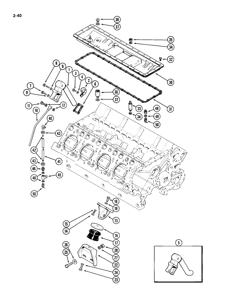 Схема запчастей Case IH 4994 - (2-40) - BREATHER AND ENGINE MOUNTS (02) - ENGINE