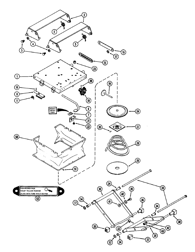 Схема запчастей Case IH 2590 - (9-344) - SWIVEL SEAT ASSEMBLY, SUSPENSION PARTS, EARLY PRODUCTION (09) - CHASSIS/ATTACHMENTS