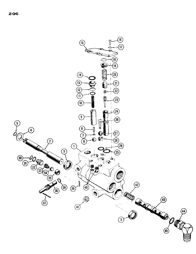 Схема запчастей Case IH 430 - (206) - CONTROL VALVE PARTS, DRAFT-O-MATIC (08) - HYDRAULICS