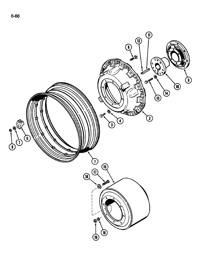 Схема запчастей Case IH 3394 - (6-66) - DUAL REAR WHEELS, CAST WITH 42 INCH RIMS (06) - POWER TRAIN