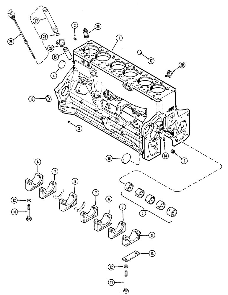 Схема запчастей Case IH 2590 - (2-40) - CYLINDER BLOCK, 504BDT, DIESEL ENGINE (02) - ENGINE