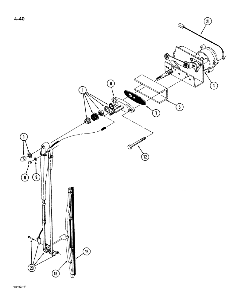 Схема запчастей Case IH 9280 - (4-40) - FRONT WINDOW WIPER (04) - ELECTRICAL SYSTEMS