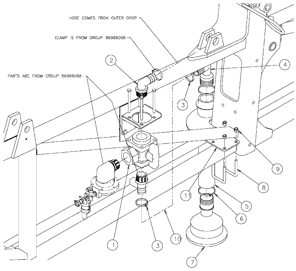 Схема запчастей Case IH SPX3310 - (09-061) - CHAMBER GROUP, R.H. DUAL DROP Liquid Plumbing