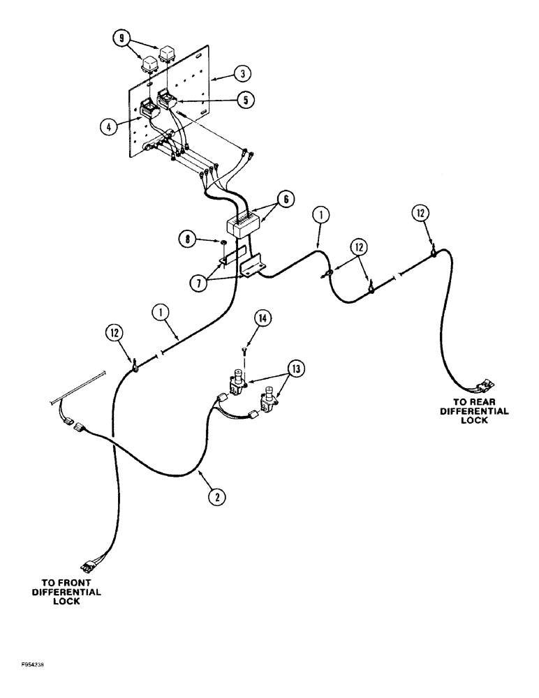 Схема запчастей Case IH 9330 - (4-062) - DIFFERENTIAL LOCK HARNESSES (04) - ELECTRICAL SYSTEMS