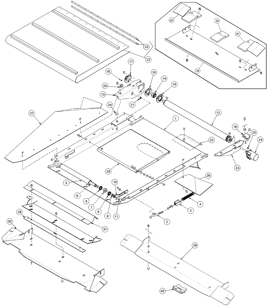 Схема запчастей Case IH 2042 - (09-36) - COMBINE ADAPTER FEED DRAPER 