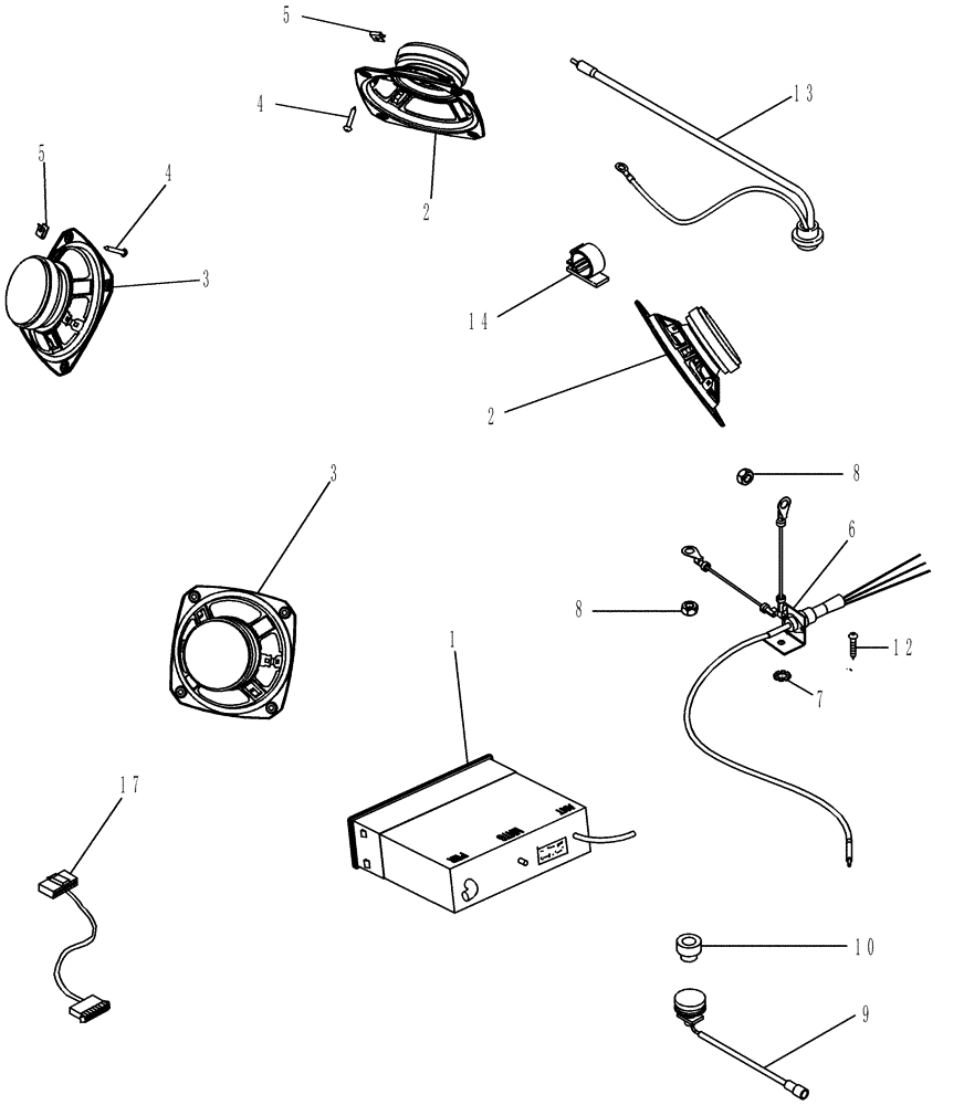 Схема запчастей Case IH MAGNUM 255 - (04-33) - RADIOS, SPEAKERS AND ANTENNAS (04) - ELECTRICAL SYSTEMS