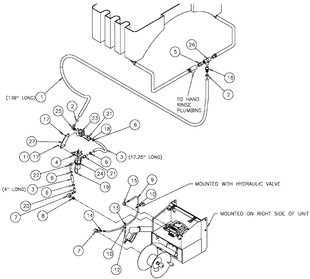 Схема запчастей Case IH 610 - (05-017) - WASH DOWN PLUMBING GROUP Liquid Plumbing