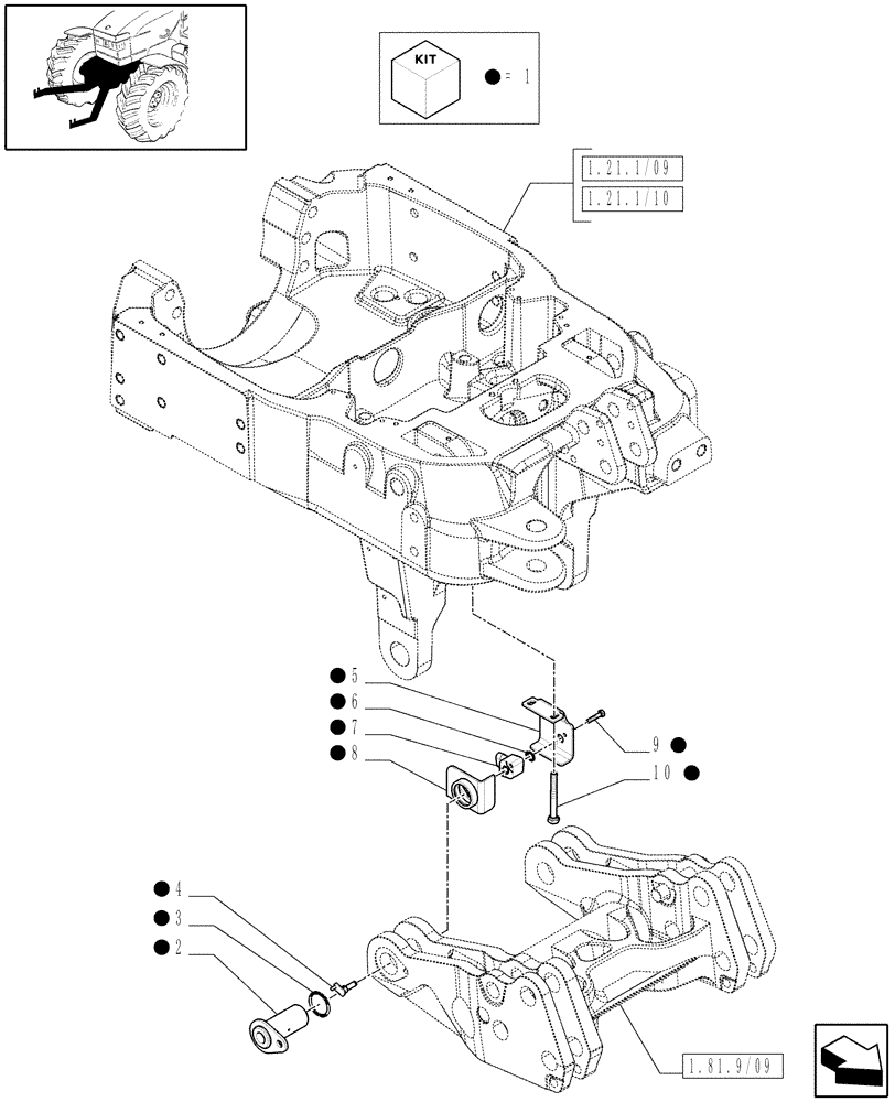 Схема запчастей Case IH MAXXUM 140 - (1.75.0/09) - INTEGRATED FRONT HPL - TURN ANGLE SENSOR - D6519 (VAR.333648-334648-335648-336831-337831) (06) - ELECTRICAL SYSTEMS