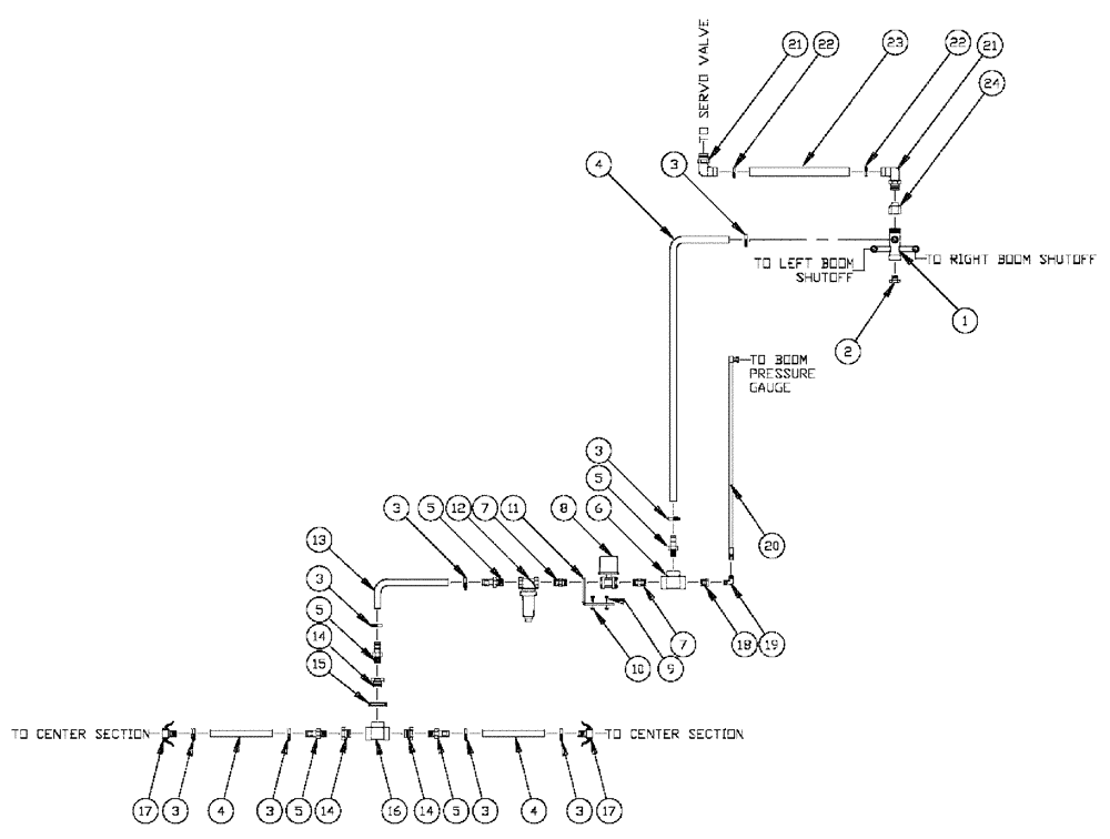 Схема запчастей Case IH 3185 - (09-035) - 75 3 - BOOM SHUTOFF CENTER BOOM Liquid Plumbing