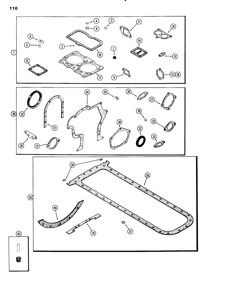 Схема запчастей Case IH 504BDT - (110) - ENGINE GASKET KITS, ENGINE L/FUEL DEVICE, 504BDT TURBOCHARGED ENGINES W/OIL COOLED PISTONS, C (02) - ENGINE