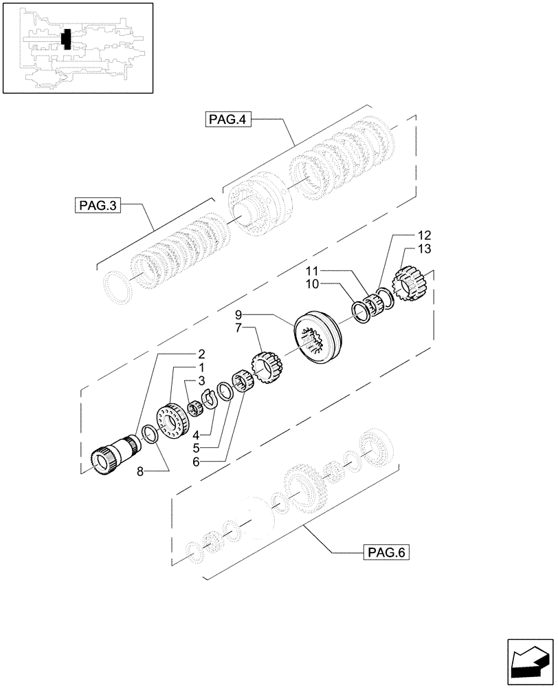 Схема запчастей Case IH MXU110 - (1.28.1/03[05]) - (VAR.129) 16X16 (SPS) GEARBOX - SHUTTLE SYNCHRONIZER AND ASSOCIATED PARTS (03) - TRANSMISSION