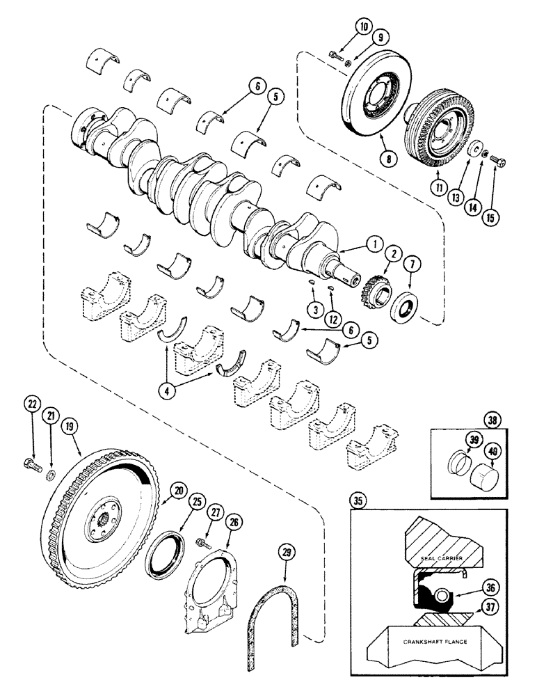 Схема запчастей Case IH 4694 - (2-038) - CRANKSHAFT AND FLYWHEEL, 504BDTI DIESEL ENGINE (02) - ENGINE