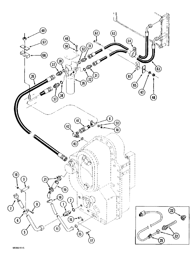 Схема запчастей Case IH 9350 - (6-116) - TRANSMISSION LUBRICATION, TRANSMISSION TO OIL COOLER, POWER SHIFT TRACTOR (06) - POWER TRAIN