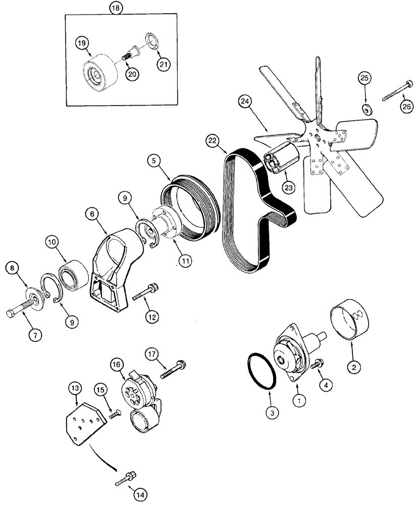 Схема запчастей Case IH 2344 - (02-11) - WATER PUMP SYSTEM (01) - ENGINE