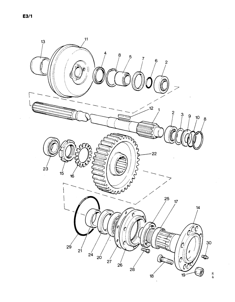 Схема запчастей Case IH 1190 - (E-03) - GEARS AND SHAFTS FOR FINAL DRIVE (05) - REAR AXLE