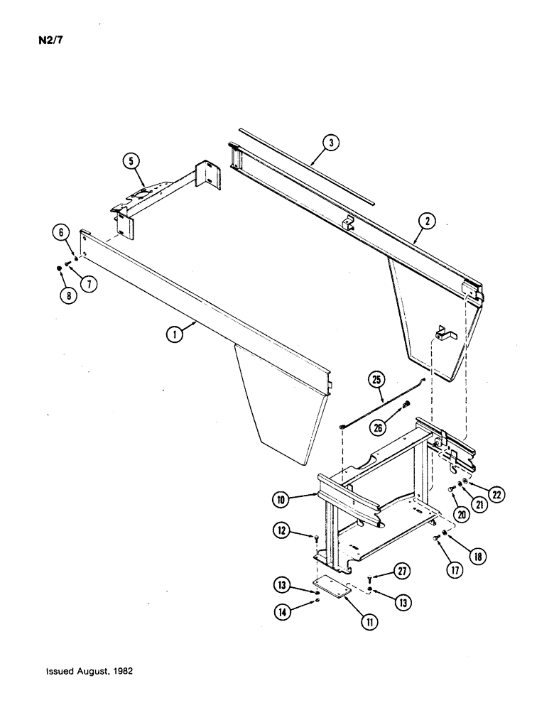 Схема запчастей Case IH 1190 - (N-02[D]) - ENGINE HOOD SIDE FRAME AND SUPPORT, REAR OPENING HOOD (08) - SHEET METAL