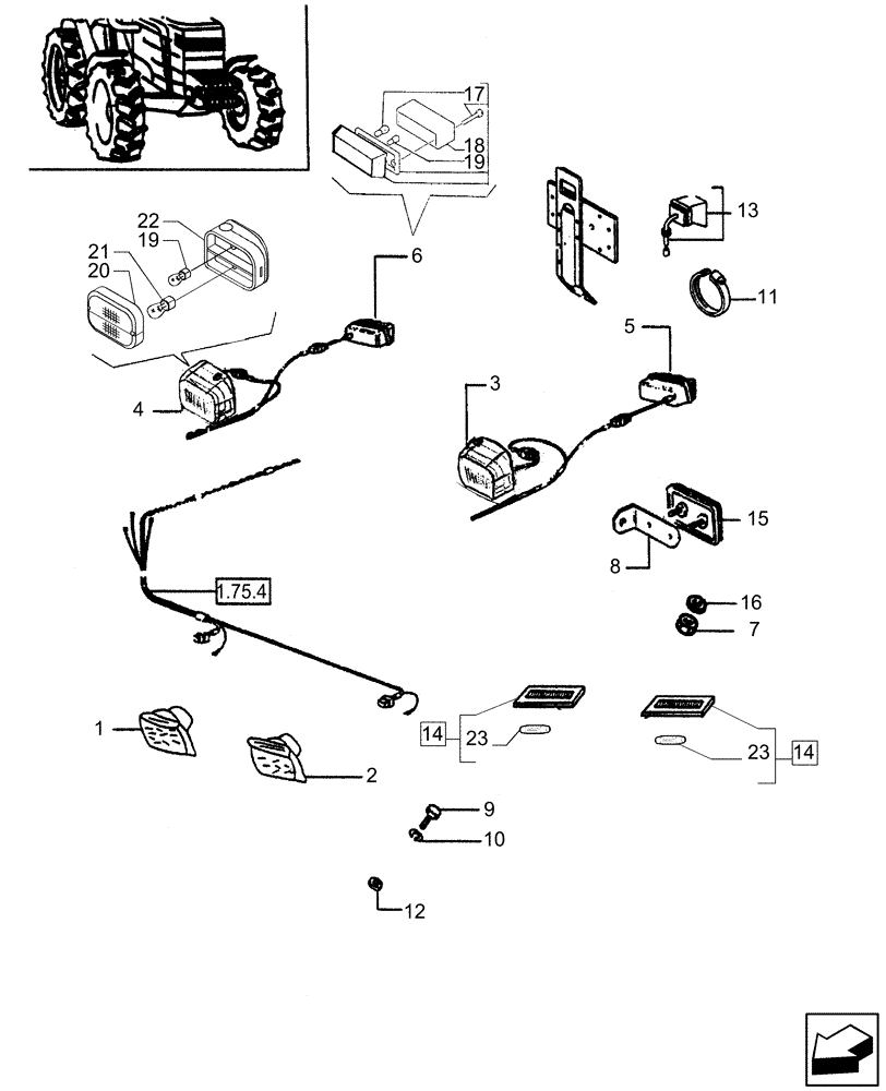 Схема запчастей Case IH JX75 - (1.75.6) - LIGHTING APPLIANCES (06) - ELECTRICAL SYSTEMS