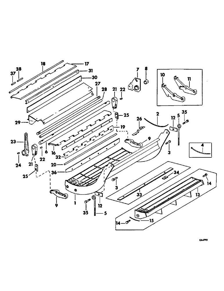 Схема запчастей Case IH 715 - (21-22) - THRESHING CYLINDER AND CONCAVE, CONCAVE AND RELATED PARTS, SER. NO. 3250 AND BELOW (14) - THRESHING