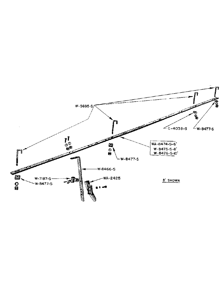 Схема запчастей Case IH WP - (39) - TUBE HOLDER AND SPOUTS, 6 FOOT, 8 FOOT, 10 FOOT 