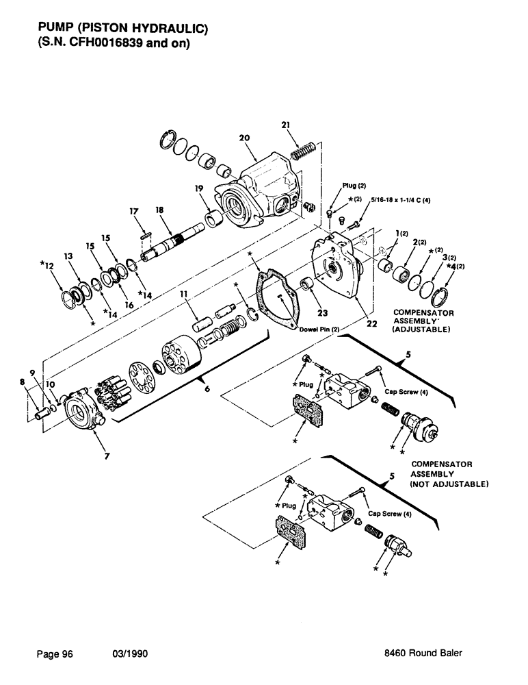 Схема запчастей Case IH 8460 - (096) - PUMP, PISTON HYDRAULIC, SERIAL NUMBER CFH0016839 AND ON (07) - HYDRAULICS