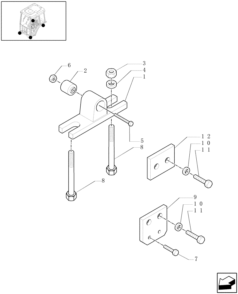 Схема запчастей Case IH JX1060C - (1.87.0[02A]) - CAB SUPPORTS - D5140 (08) - SHEET METAL