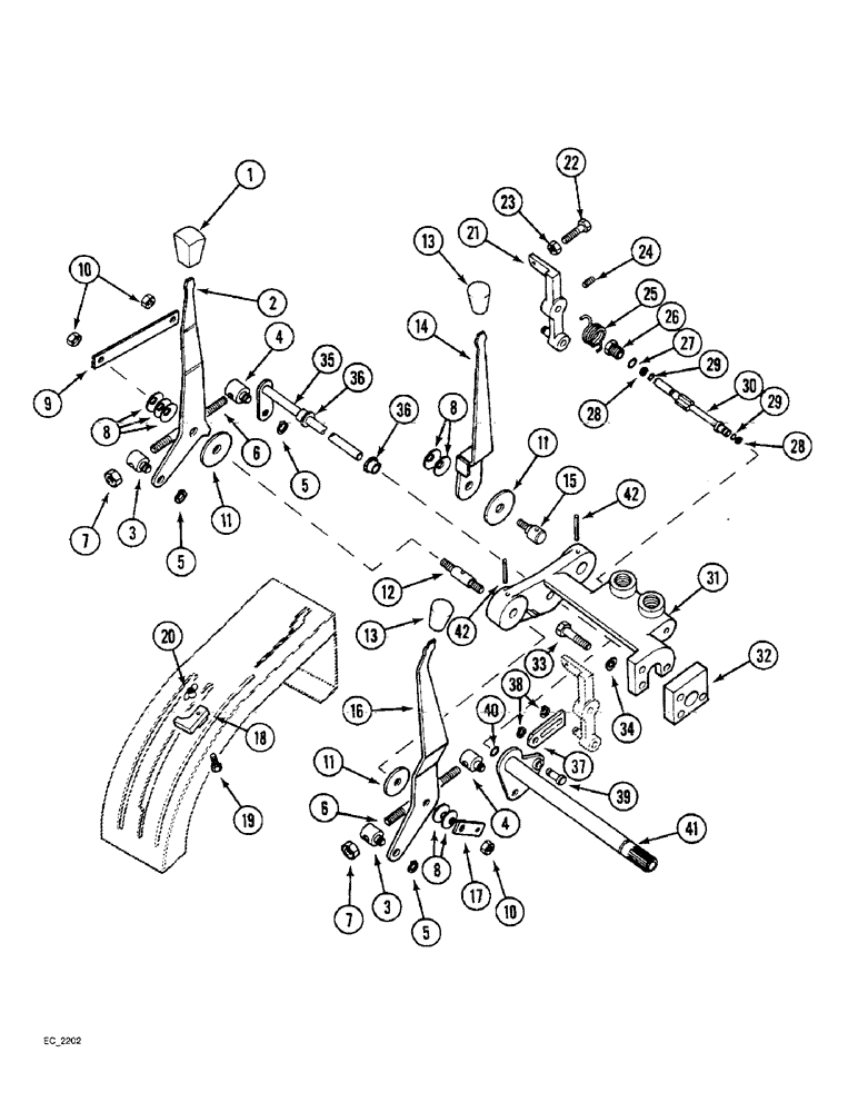 Схема запчастей Case IH 3220 - (8-056) - DRAFT CONTROL, EXTERNAL LEVERS AND LINKAGE WITHOUT CAB (08) - HYDRAULICS