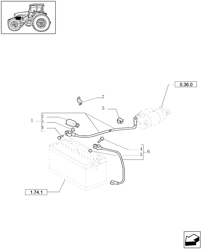 Схема запчастей Case IH JX1100U - (1.75.3) - BATTERY CABLES (06) - ELECTRICAL SYSTEMS