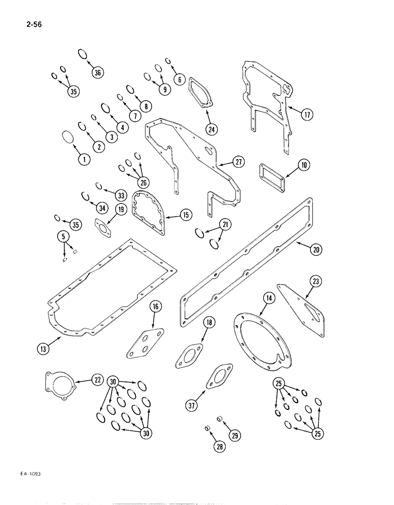 Схема запчастей Case IH 385 - (2-056) - CYLINDER BLOCK GASKET KIT (02) - ENGINE