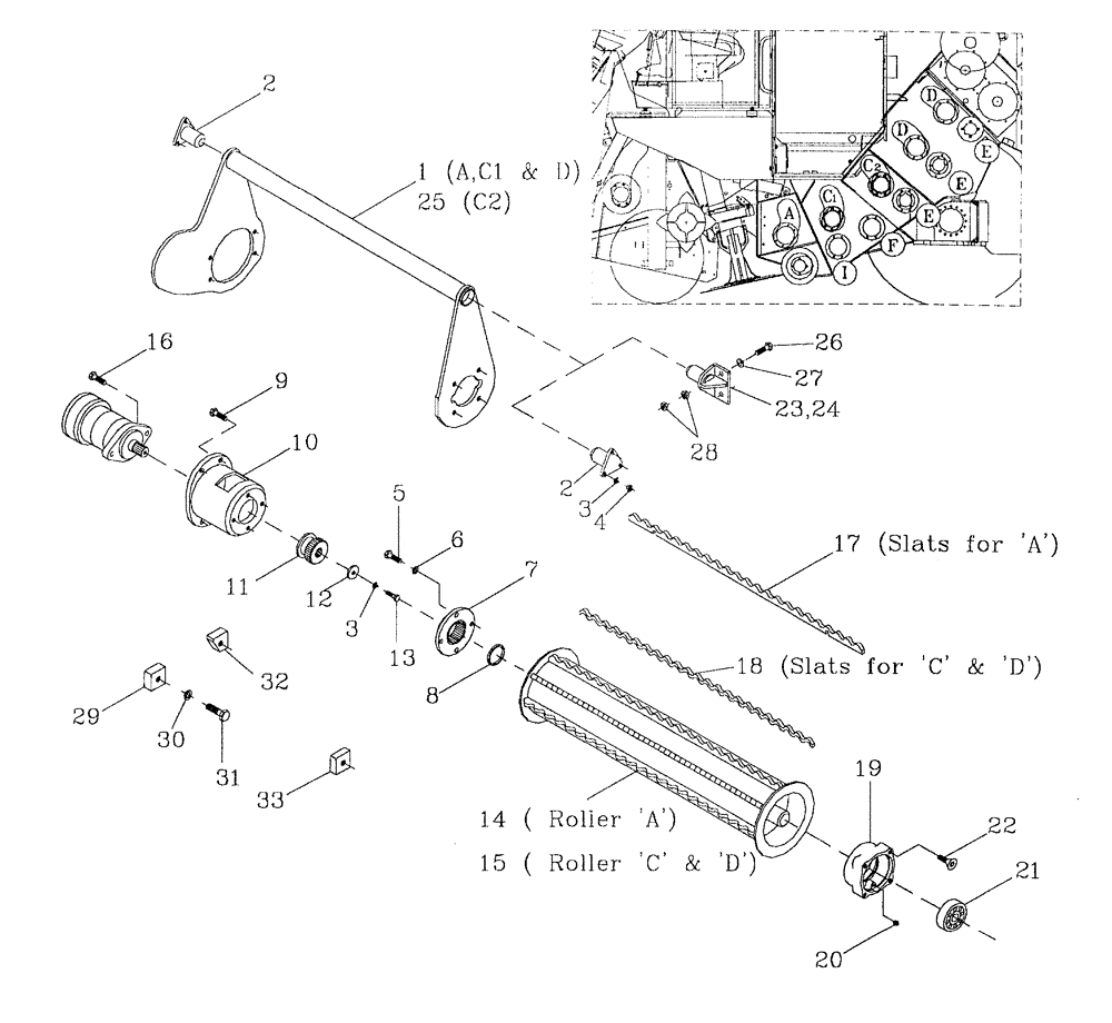 Схема запчастей Case IH 7700 - (A05[04]) - TOP ROLLERS {A, C, AND D} Mainframe & Functioning Components