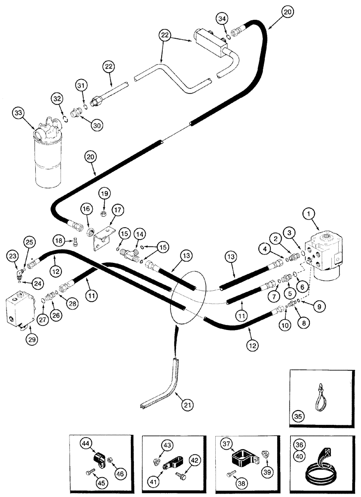 Схема запчастей Case IH 2388 - (05-02) - HYDRAULICS - STEERING SUPPLY AND RETURN (11) - TRACKS/STEERING