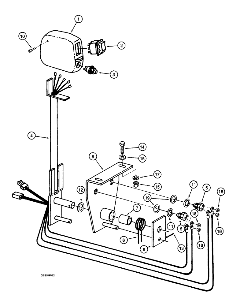 Схема запчастей Case IH 2055 - (4-28) - BASKET CONTROL HANDLE (06) - ELECTRICAL SYSTEMS