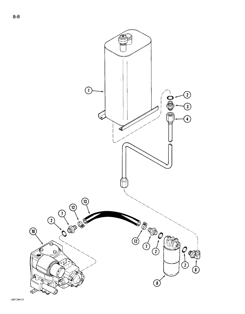 Схема запчастей Case IH 1844 - (8-08) - HYDRAULIC RESERVOIR TO HYDROSTATIC PUMP SYSTEM, 1844 COTTON PICKER (07) - HYDRAULICS