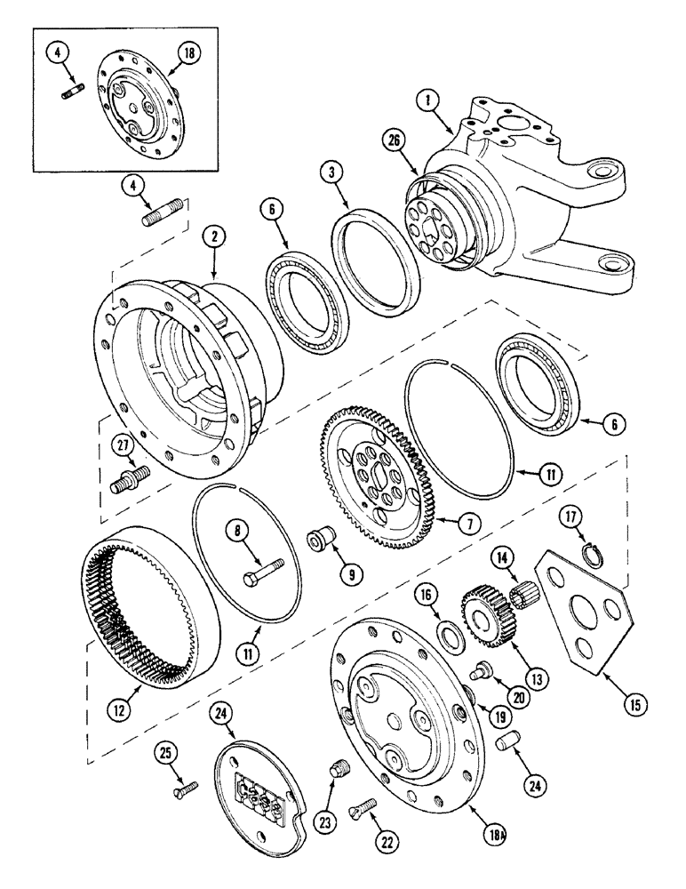 Схема запчастей Case IH 1594 - (5-140) - FRONT HUBS AND PLANETARIES, MFD TRACTORS, P.I.N. 11221501 AND AFTER (05) - STEERING