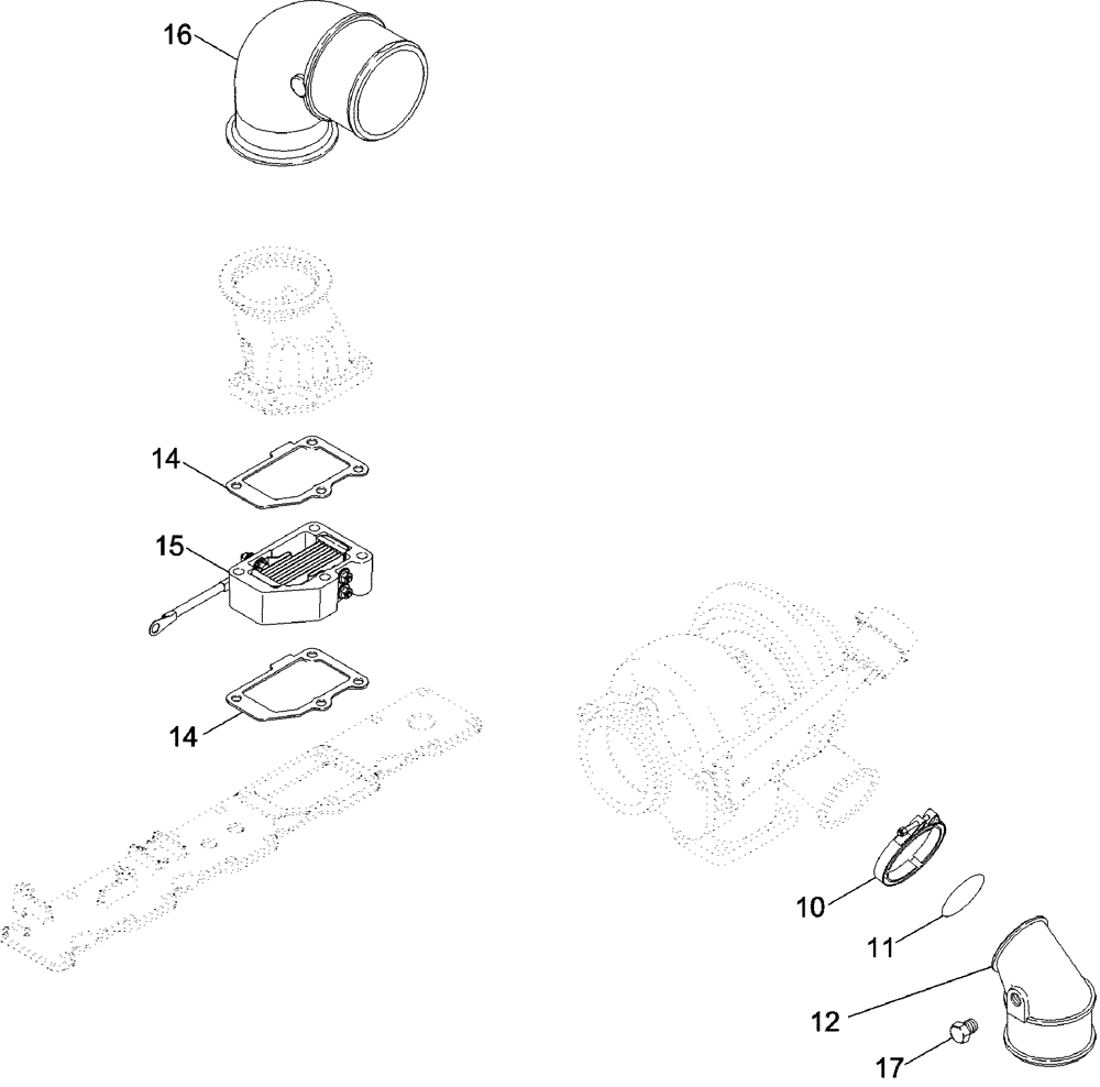 Схема запчастей Case IH 620 - (02-05) - INTAKE SYSTEM, CHARGE AIR COOLER (01) - ENGINE