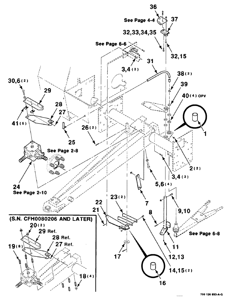 Схема запчастей Case IH 8455T - (6-04) - GEARBOX AND THREADER MOUNTING ASSEMBLIES (14) - BALE CHAMBER