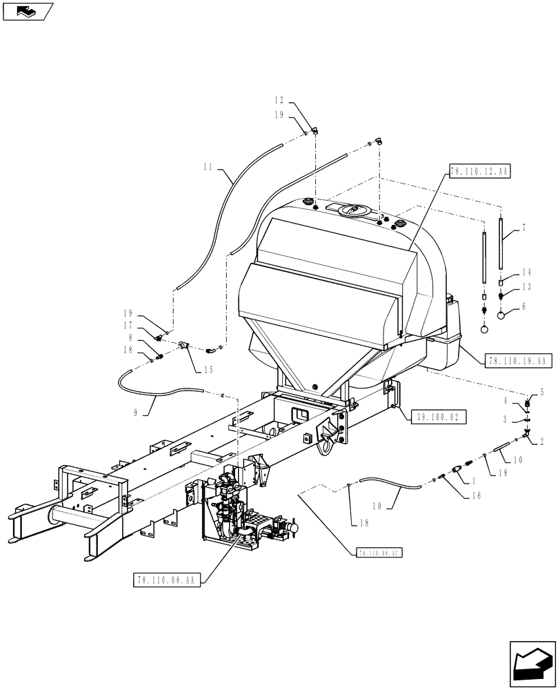 Схема запчастей Case IH 810 - (78.110.19.AB) - PRODUCT TANK RINSE, WET BOOM OPTION (78) - SPRAYING