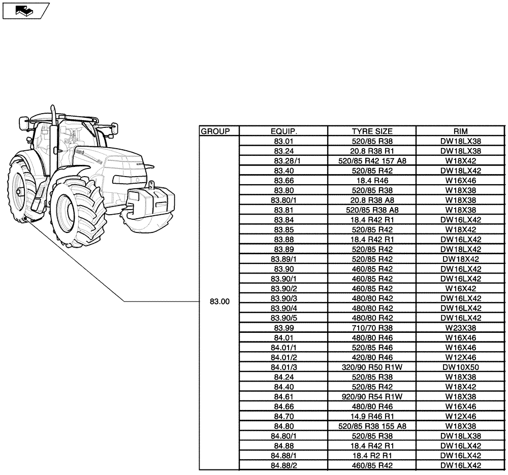 Схема запчастей Case IH PUMA 180 - (SEC. 11[02]) - WHEELS / TRACKS (00) - GENERAL